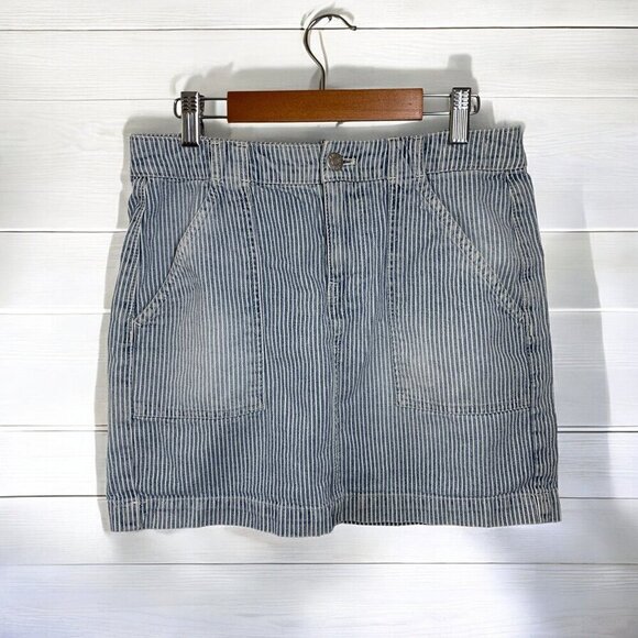 Madewell Striped Denim Mini Skirt Blue White Size 2 - Picture 1 of 5